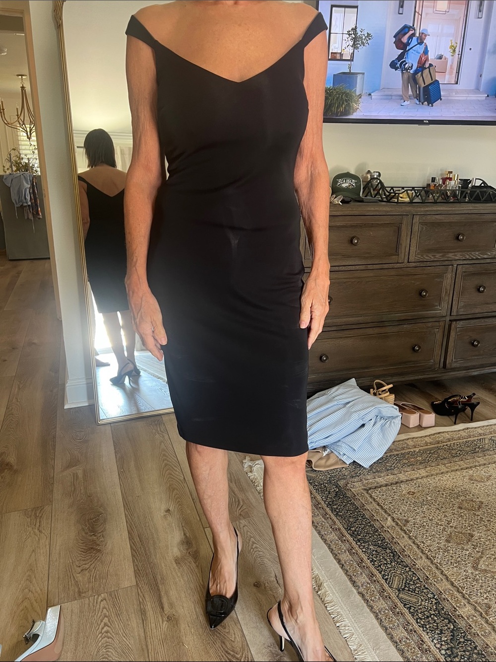 Bailey 44 Black Off-Shoulder Midi Dress